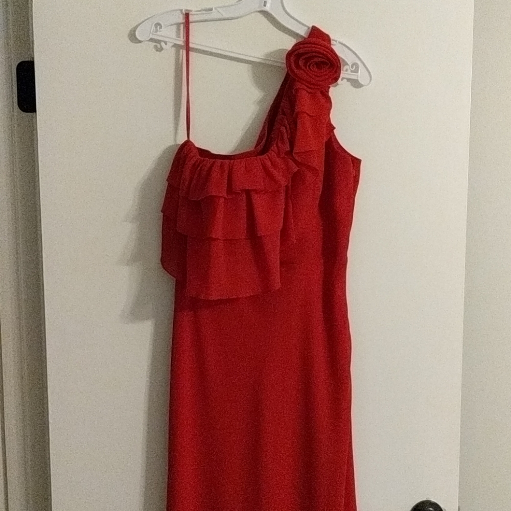 One-Shoulder, Red, Prom or Formal Dress